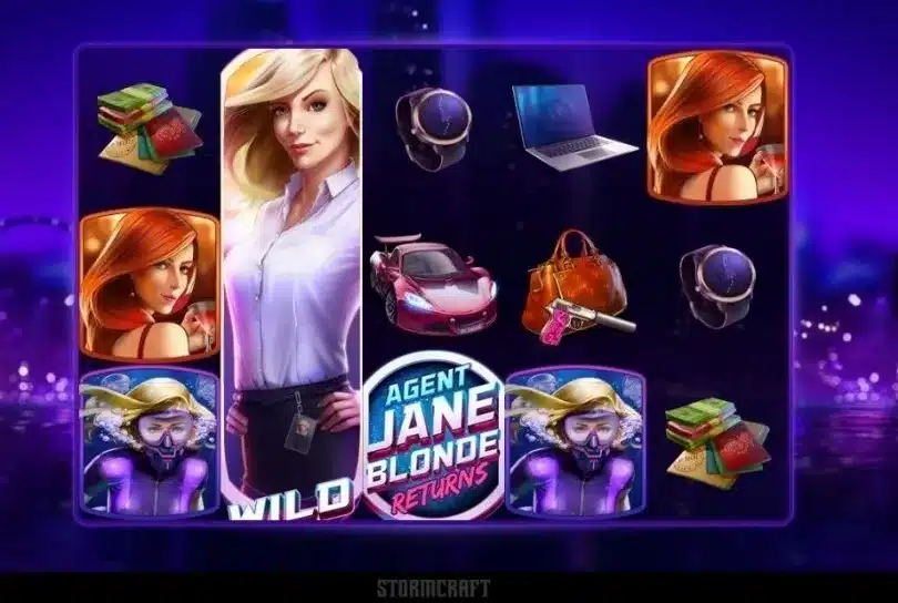 Agent Jane Blonde Returns Slot gameplay with five reels and 15 paylines Agent Jane Blonde Returns Slot gameplay with five reels and 15 paylines