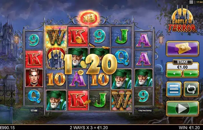Castle of Terror Slot game screen illustrating its 4,096 ways gameplay Castle of Terror Slot game screen illustrating its 4,096 ways gameplay