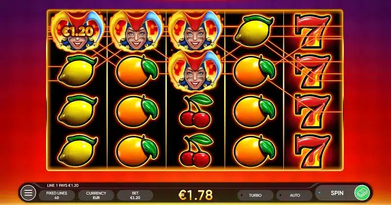 Joker Stoker Slot highlighted payline win with Joker Wild symbols Joker Stoker Slot highlighted payline win with Joker Wild symbols