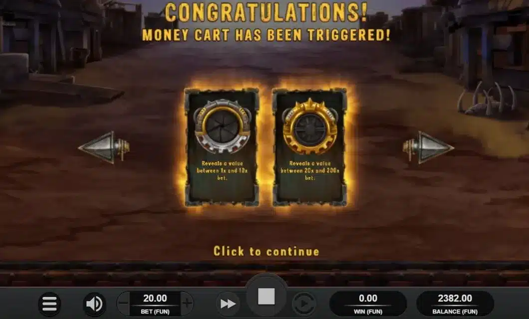 Money Train 2 Slot Money Cart entry screen showing normal and golden value-symbol ranges Money Train 2 Slot Money Cart entry screen showing normal and golden value-symbol ranges