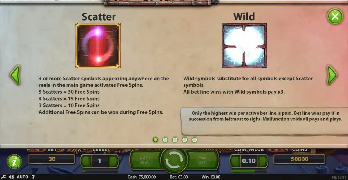 Mythic Maiden Slot paytable showing Scatter free-spin awards and the 3x Wild rule Mythic Maiden Slot paytable showing Scatter free-spin awards and the 3x Wild rule