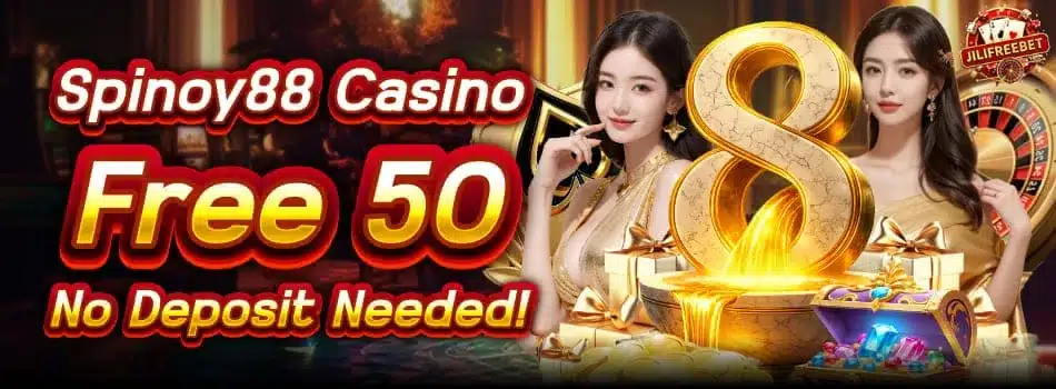 Spinoy88 Free Bonus banner advertising a 50 PHP no deposit offer Spinoy88 Free Bonus banner advertising a 50 PHP no deposit offer