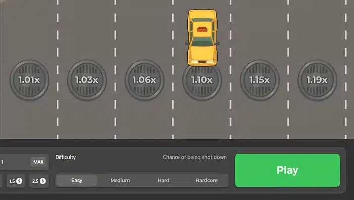 Chicken Road 2.0 Slot starting screen with road multipliers, difficulty controls and Play button Chicken Road 2.0 Slot starting screen with road multipliers, difficulty controls and Play button