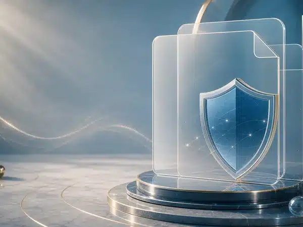 Decorative blue shield representing account protection