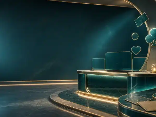 Decorative green casino counters with card-suit ornaments