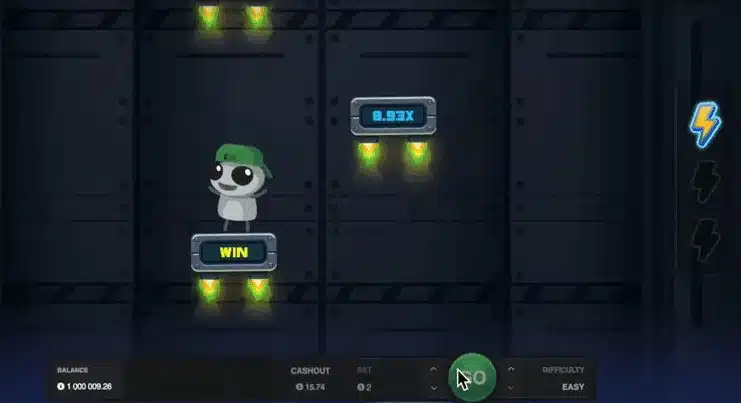 Jumper Slot active platform climb showing a multiplier and the Lightning bonus meter Jumper Slot active platform climb showing a multiplier and the Lightning bonus meter