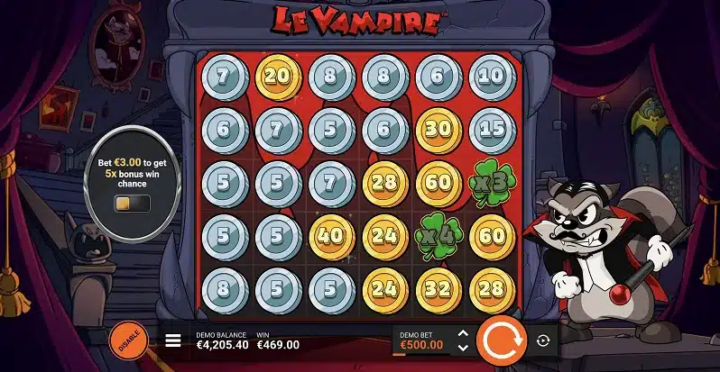 Le Vampire Slot feature screen and Rainbow reveal gameplay Le Vampire Slot feature screen and Rainbow reveal gameplay