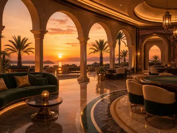 Illustrative sunset casino lounge for the Free Bonus Casino No Deposit Required guide